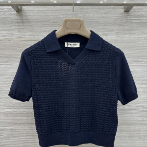 MIU 양모 폴로 니트 상의