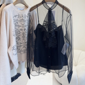 Dior 블랙 시스루 셔츠