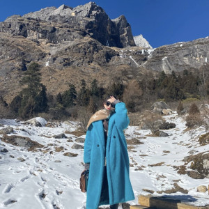 터키블루 울 롱코트