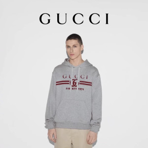 GUCCI 그레이 로고 후드티